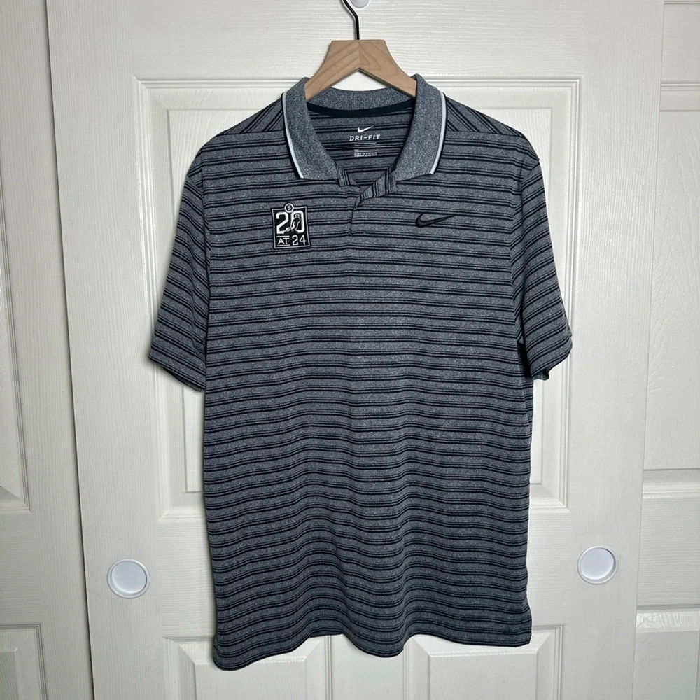 Nike Dri Fit San Francisco Giants MLB 20 at 24 Polo Shirt Mens Large Gray Stripe